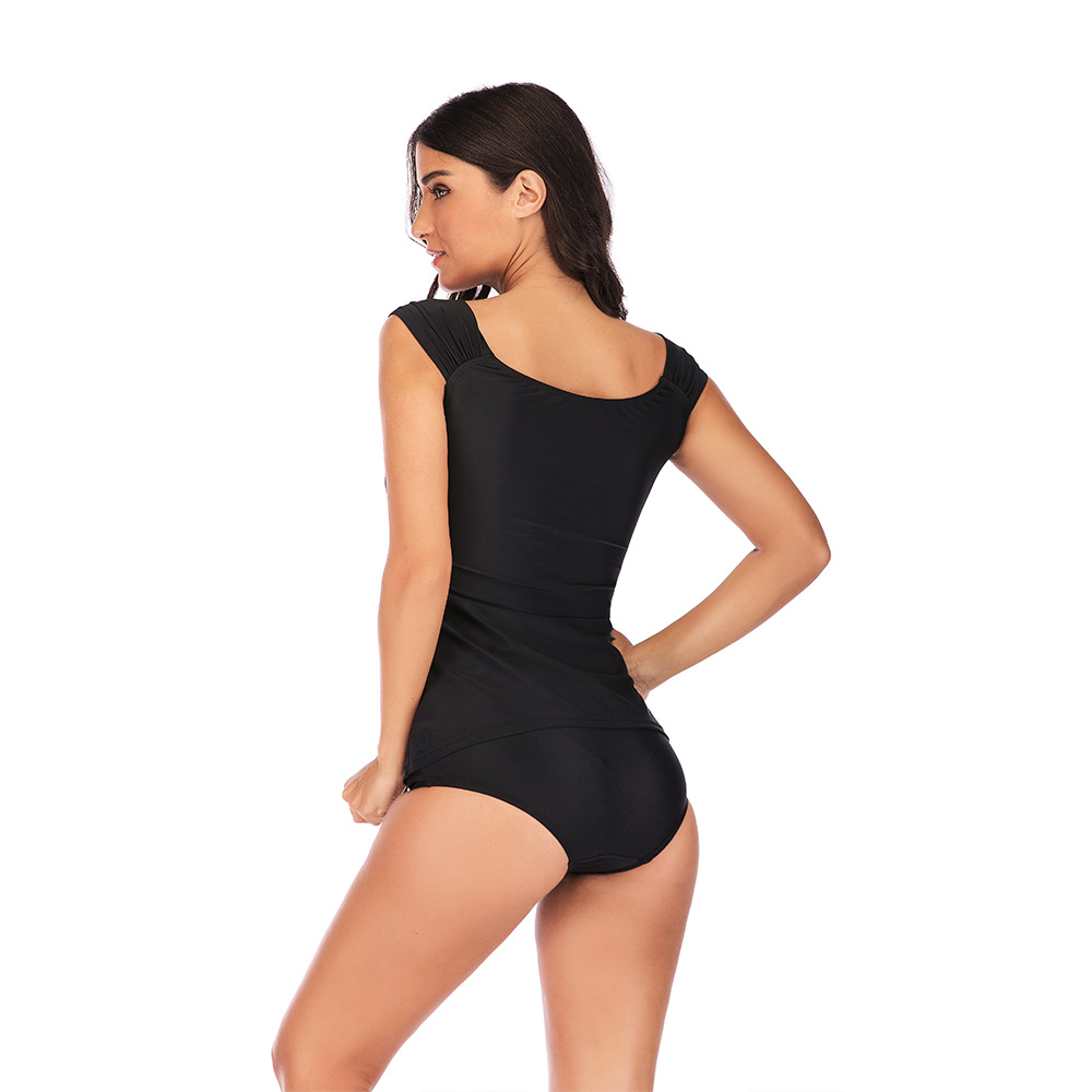 F4778 Womens Fashion Plus Size Black One Piece Swimwear Swimsuit Tankini